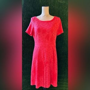 TAHARI Pre-loved Coral, Floral Texture Dress - Size 14